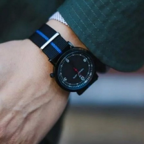 Other - Mens metal watch Thread Etiquette w/thin blue line